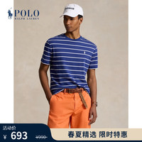 Polo Ralph Lauren 拉夫劳伦男装 24年春经典版型条纹棉质T恤RL18249 410-海军蓝 M
