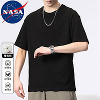 NASADKGM 短袖男夏季薄款圆领透气纯棉百搭舒适纯色打底衫上衣1999黑色 M（90斤-105斤）