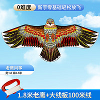 2024潍坊老鹰风筝2024年新款儿童微风易飞成大人专用网红大型高档 1.8米老鹰+大线板100米线