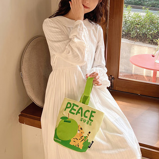 访客手提袋帆布收纳包女士手提水桶包可爱韩版女式卡通 万柿如意