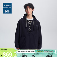 李 Lee日本设计24春夏新品标准版型男抽绳连帽外套休闲潮流LMT00914 藏青色