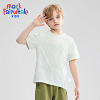马克华菲 2024夏季男女童纯棉短袖T恤儿童宽松半袖洋气宝宝上衣T恤JZ2 浅绿 120cm