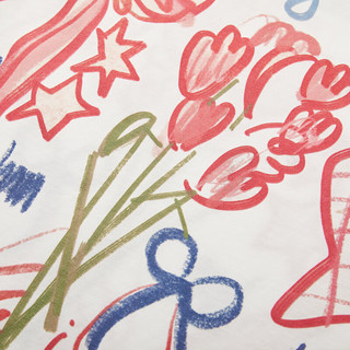 马骑顿（MQD）MQD女大童夏季卡通涂鸦满版柔软透气短袖T恤 花色 110cm