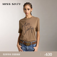 MISS SIXTY2024秋季新款短袖T恤女圆领字母印花含莫代尔简约基础