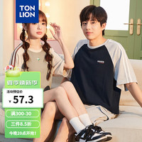 唐狮 TONLION2024夏季新款情侣短袖t恤男女同码胶印字母插肩袖圆领短袖T恤TB