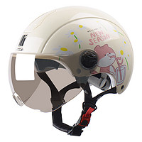 MOTOCUBE 摩托立方 3c认证101-2S头盔电动车女夏季防晒半盔摩托安全帽男 卡其夏日猫