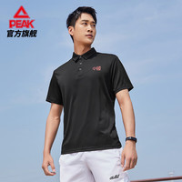 匹克(PEAK)运动T恤男女夏季翻领短袖polo衫休闲上衣跑步T恤 黑色-男女同款 M-【看尺码表】 M-【男170/女165】