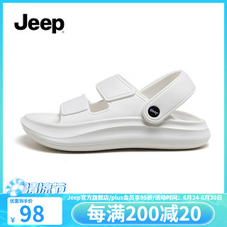 Jeep 吉普 男士沙滩凉鞋季户外休闲两用防滑外穿凉拖鞋男 白色 40/41