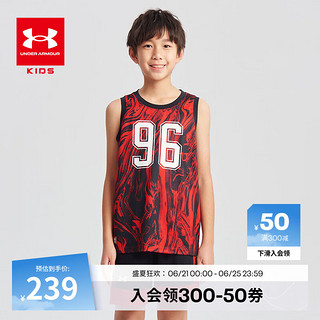 安德玛（Under Armour）男童篮球短袖套装242113340 暗红 130cm