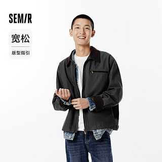 森马（Semir）外套男2024秋季复古经典底特律男士夹克时尚拼接上衣宽松 深灰20903 170/88A/M