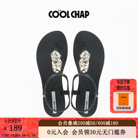 COOLCHAP2024新款凉鞋女软底海边欧式旅游沙滩凉鞋夹趾平跟时装罗马度假鞋
