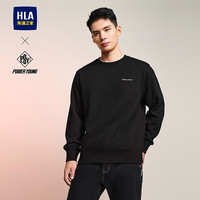 HLA 海澜之家 男士时尚圆领撞色绣花长袖卫衣 HNZWW3W050A 黑色 L