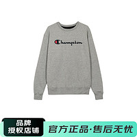 Champion印花草写logo时尚简约圆领卫衣 灰色 S