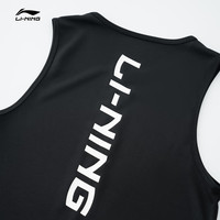 李宁 LI-NING无袖运动背心男速干篮球跑步训练服夏季宽松冰丝t恤坎肩上衣 黑色 L