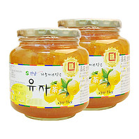 88VIP：全南 韩国进口蜂蜜柚子茶1kg*2罐 清晰果肉方便聚会冲调酸甜可口