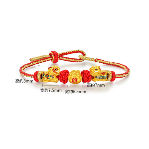 省221.77元】潮宏基黄金首饰_CHJ JEWELLERY 潮宏基好事发生聚财黄金手链醒狮福袋足金手绳珐琅5D硬金百宝袋多少钱-什么值得买