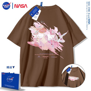 NASA STONE联名短袖t恤男夏季潮流宽松纯棉百搭上衣半袖装夏装 涂鸦鸽子 红色 XL码(体重130-150斤)