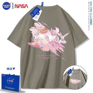 NASA STONE联名短袖t恤男夏季潮流宽松纯棉百搭上衣半袖装夏装 涂鸦鸽子 红色 4XL码(体重190-200斤)