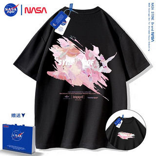 NASA STONE联名短袖t恤男夏季潮流宽松纯棉百搭上衣半袖装夏装 涂鸦鸽子 红色 3XL码(体重170-190斤)