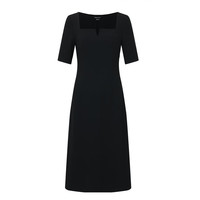 URBAN REVIVO 女士法式气质魅力通勤方领连衣裙 UWG740181 正黑 XL