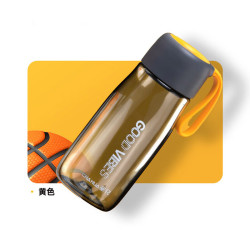 茶花 环彩塑料水杯 带茶隔 黄色 520ml
