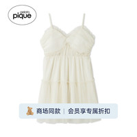 gelatopique24春夏新品女睡裙荷叶边薄纱吊带连衣裙PWFO242264 灰白色 F
