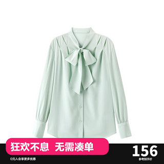 太平鸟太平鸟女装秋季简约系带衬衫A1CAD3312 绿色 XL