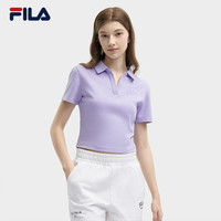 FILA 斐乐女子针织短袖POLO衫2024夏季时尚休闲纯棉上衣 奶芋紫-PU 175/92A/XL