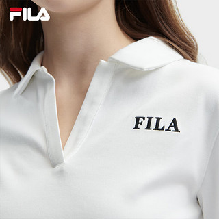 FILA 斐乐女子针织短袖POLO衫2024夏季时尚休闲纯棉上衣 标准白-WT 170/88A/L