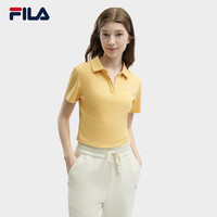 FILA 斐乐女子针织短袖POLO衫2024夏季时尚休闲纯棉上衣 麦浪黄-YE 170/88A/L