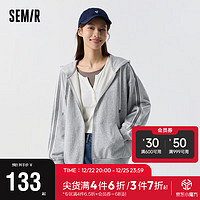 森马（Semir）外套女宽松上衣休闲运动风2024春季刺绣连帽夹克简约109124108002 摩登花灰-中花灰00510 XL