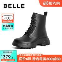 百丽户外工装靴女酷飒短靴A2Q1DDD3 黑色-绒里 36