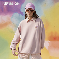 FILA  FUSION斐乐潮牌卫衣宽松男女2024套头卫衣 赤粉色-PK 175/96A/L