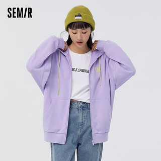 森马（Semir）外套女连帽刺绣上衣宽松落肩慵懒简约风春季女士休闲夹克百搭 紫罗兰70314 150/76A/XS