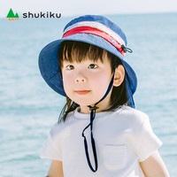 SHUKIKU儿童渔夫帽男女童遮阳帽宝宝夏季薄款防晒帽 蓝色小象 L码 (52cm-56cm)