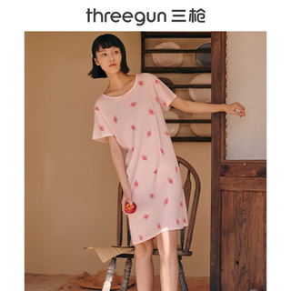 三枪（THREEGUN）睡裙女春夏纯棉新疆棉印花甜美宽松短袖睡衣家居裙夏季薄款