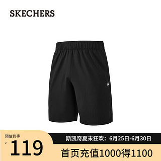 斯凯奇（Skechers）夏季男吸湿速干短裤运动休闲裤P224M109 碳黑/0018 2XL