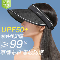 俞兆林（YUZHAOLIN）大帽檐夏季草帽防晒帽女防紫外线遮阳帽子女空顶帽遮脸太阳帽 黑色（帽子+口罩）