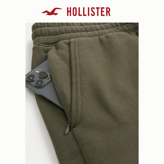 HOLLISTER24春夏新款抓绒保暖直筒拉链口袋运动裤 男 355805-1 深橄榄绿色