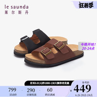 莱尔斯丹 le saunda2024夏季休闲轻便舒适套脚勃肯拖复古皮男鞋沙滩凉鞋5M80003 深啡色 TMN 40
