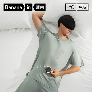蕉内506C睡衣男士夏季棉莫代尔混纺冰丝凉感短袖短裤家居服套装 【圆领】柏青 M