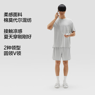 蕉内506C睡衣男士夏季棉莫代尔混纺冰丝凉感短袖短裤家居服套装 【圆领】柏青 M