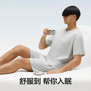 蕉内506C睡衣男士夏季棉莫代尔混纺冰丝凉感短袖短裤家居服套装 【圆领】柏青 M