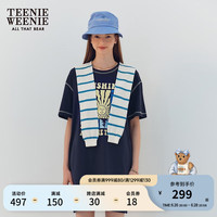 Teenie Weenie小熊2024年夏季新款短袖T恤连衣裙宽松韩版休闲时尚