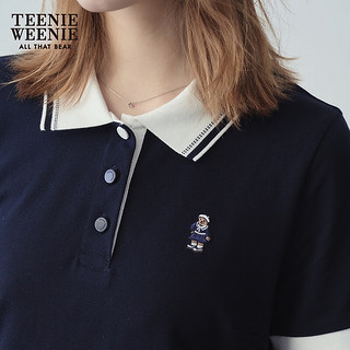 Teenie Weenie小熊POLO裙女2024夏季休闲简约连衣裙时尚收腰短裙女 藏青色 165/M