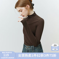 FANSILANEN范思蓝恩22FS4378亲肤软糯半高领修身打底衫女秋冬内搭长袖针织衫 巧克力色 S