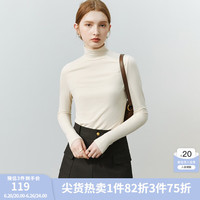 FANSILANEN范思蓝恩22FS4378亲肤软糯半高领修身打底衫女秋冬内搭长袖针织衫 米杏色 S