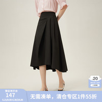 范思蓝恩法式不规则a字半身裙女中长款设计感气质百褶裙24FS12104 黑色 XS
