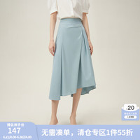 范思蓝恩法式不规则a字半身裙女中长款设计感气质百褶裙24FS12104 油画蓝 XL