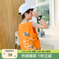 左西男童背心夏季2024款儿童纯棉运动无袖上衣中大童印花